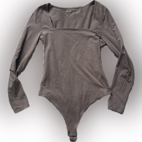 Abercrombie Brown Long Sleeve Women's Bodysuit with Square Neckline Size L - Picture 5 of 6